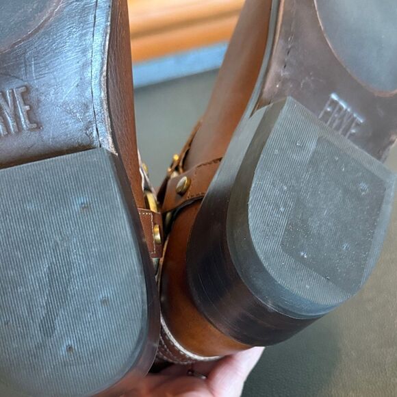 Frye Billy Harness Saddle Leather Brown Ankle Boots size 8 - Picture 13 of 16